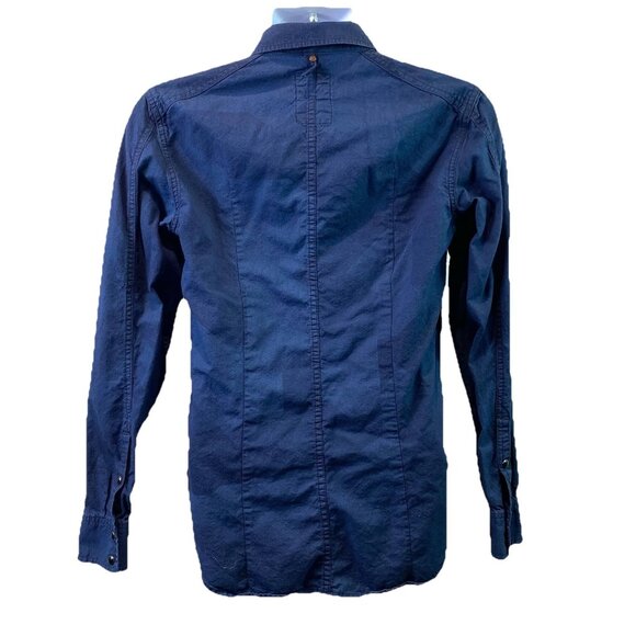 G Star Raw Mens Shirt Blue LS Pockets Snap Front Streetwear Sz M - Picture 2 of 8